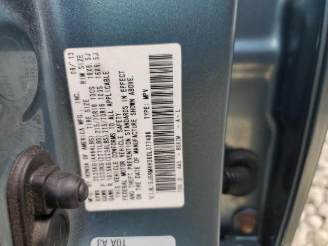 5J6RM4H36DL077486 - 2013 HONDA CR-V LX TURQUOISE photo 14