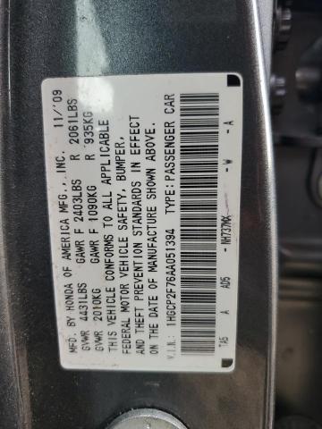 1HGCP2F76AA051394 - 2010 HONDA ACCORD EX GRAY photo 12