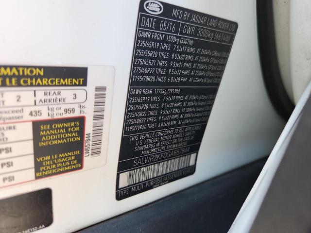 SALWR2KF0GA657844 - 2016 LAND ROVER RANGE ROVE HSE WHITE photo 12