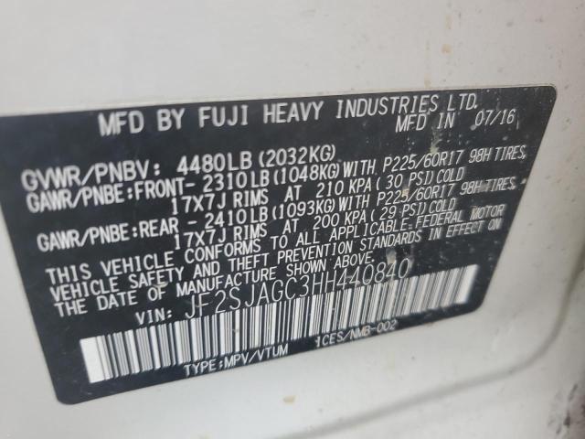 JF2SJAGC3HH440840 - 2017 SUBARU FORESTER 2.5I PREMIUM WHITE photo 13