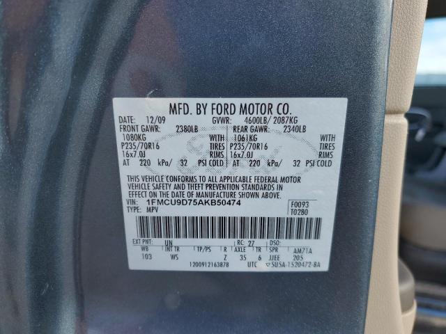 1FMCU9D75AKB50474 - 2010 FORD ESCAPE XLT BLUE photo 12