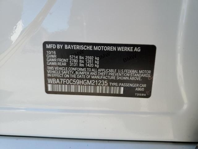 WBA7F0C59HGM21235 - 2017 BMW 750 I WHITE photo 12