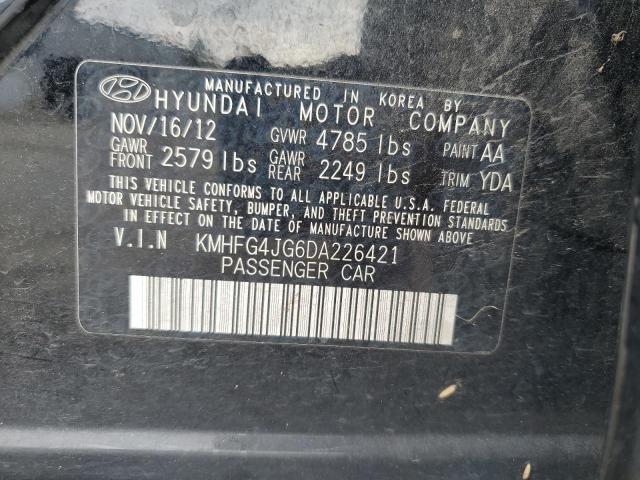 KMHFG4JG6DA226421 - 2013 HYUNDAI AZERA BLACK photo 13