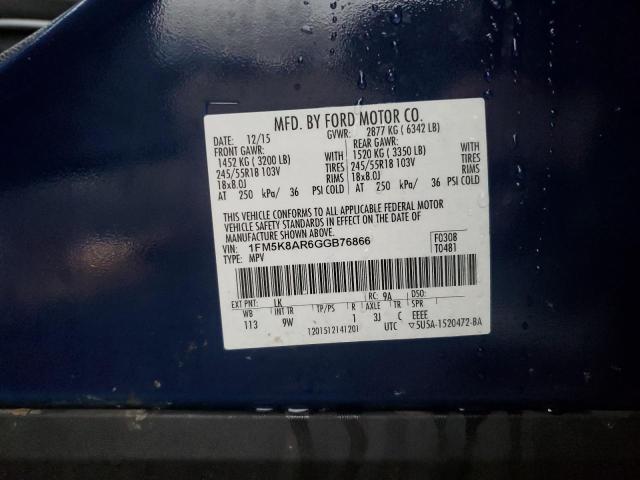 1FM5K8AR6GGB76866 - 2016 FORD EXPLORER POLICE INTERCEPTOR 蓝色 照片 13