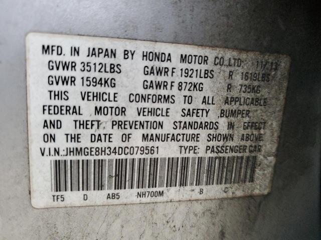 JHMGE8H34DC079561 - 2013 HONDA FIT SILVER photo 12