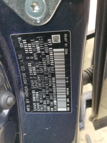 JHMFC1F34KX007986 - 2019 HONDA CIVIC EX BLUE photo 13