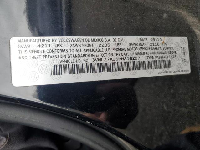 3VWLZ7AJ5BM318227 - 2011 VOLKSWAGEN JETTA SEL أسود صورة 13