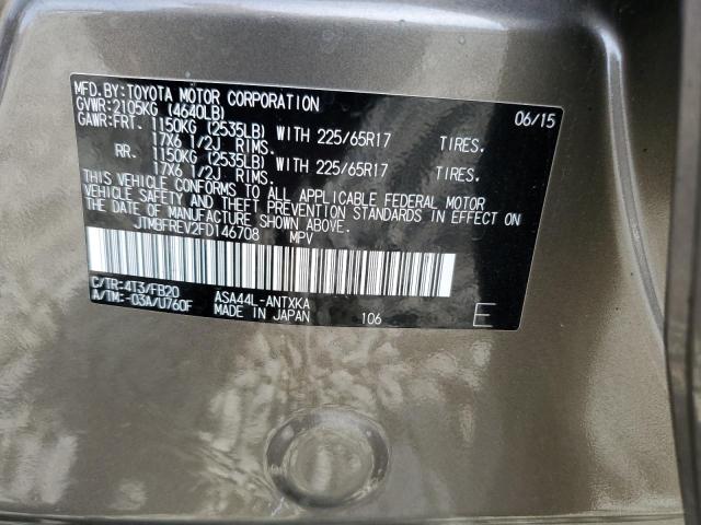 JTMBFREV2FD146708 - 2015 TOYOTA RAV4 LE Сірий фото 13