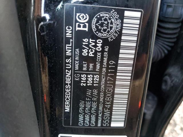 55SWF4KBXGU171119 - 2016 MERCEDES-BENZ C 300 4MATIC BLACK photo 12