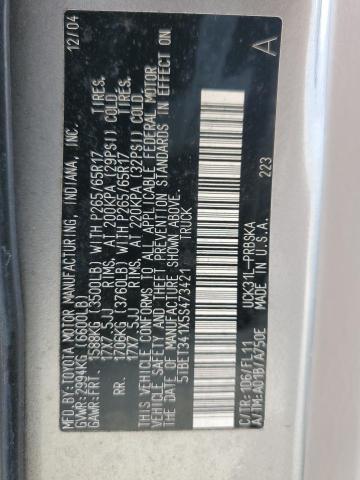 5TBET341X5S473421 - 2005 TOYOTA TUNDRA DOUBLE CAB SR5 SILVER photo 12