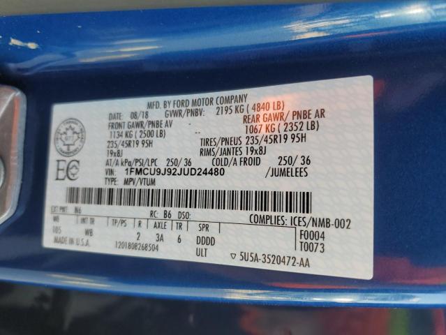 1FMCU9J92JUD24480 - 2018 FORD ESCAPE TITANIUM BLUE photo 14