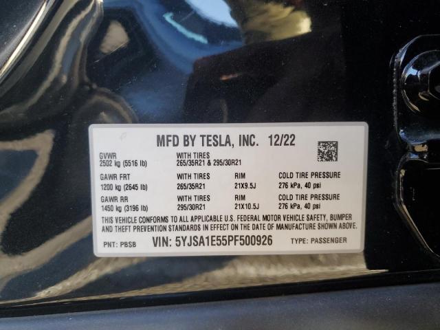 5YJSA1E55PF500926 - 2023 TESLA MODEL S BLACK photo 13