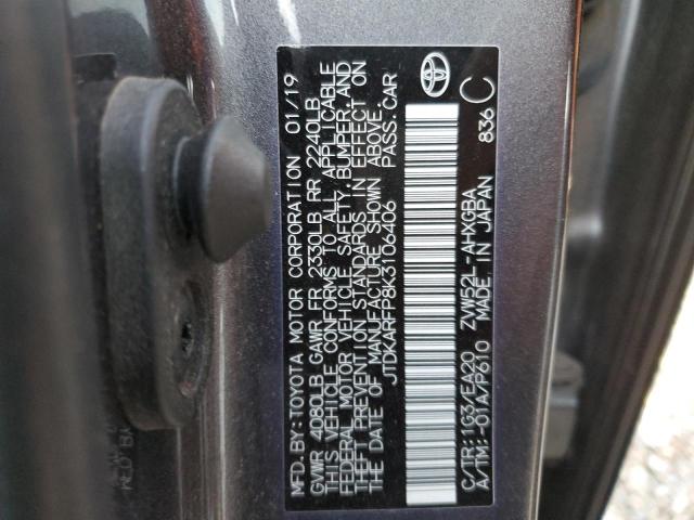 JTDKARFP8K3106406 - 2019 TOYOTA PRIUS PRIM 灰色 照片 13