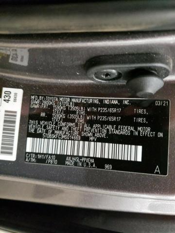 5TDBSKFC3MS014669 - 2021 TOYOTA SIENNA LE GRAY photo 14