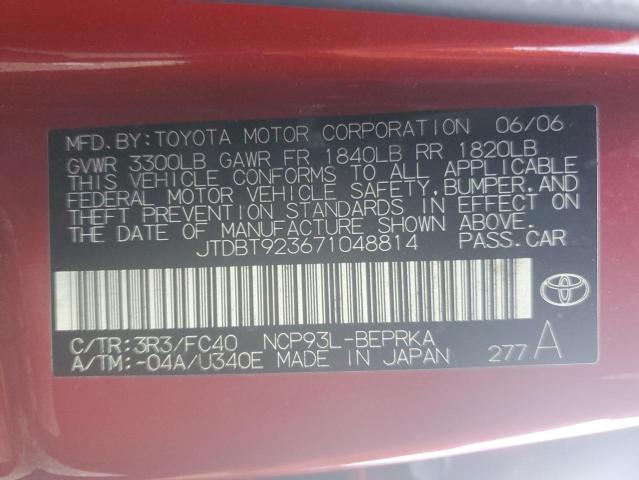 JTDBT923671048814 - 2007 TOYOTA YARIS RED photo 13