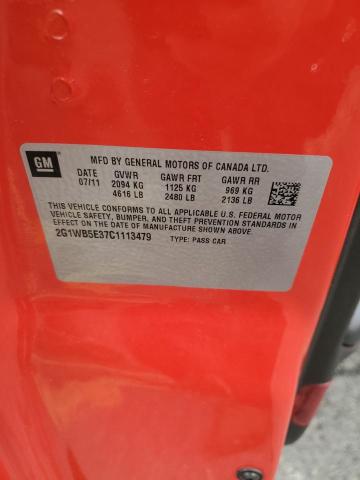 2G1WB5E37C1113479 - 2012 CHEVROLET IMPALA LT წითელი ფოტო 12