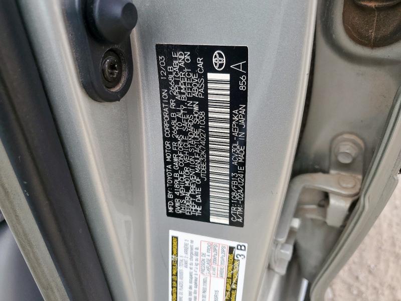 JTDBE32K740271038 - 2004 TOYOTA CAMRY LE 银色 照片 12
