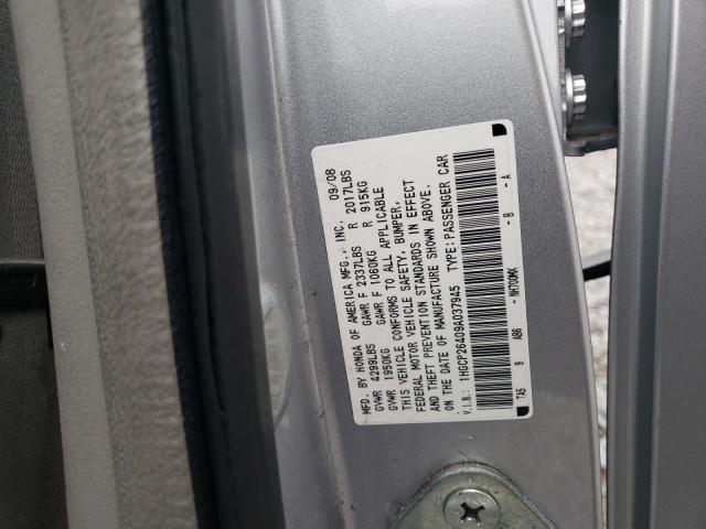 1HGCP26409A037945 - 2009 HONDA ACCORD LXP SILVER photo 12