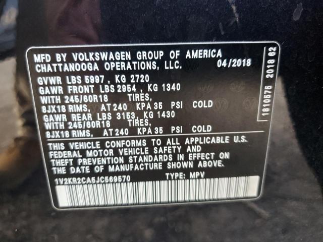 1V2KR2CA5JC569570 - 2018 VOLKSWAGEN ATLAS SE Negro foto 14