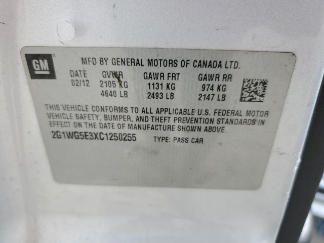 2G1WG5E3XC1250255 - 2012 CHEVROLET IMPALA LT SILVER photo 12