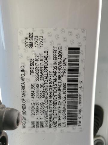 5J6RM4H5XGL101990 - 2016 HONDA CR-V EX WHITE photo 13