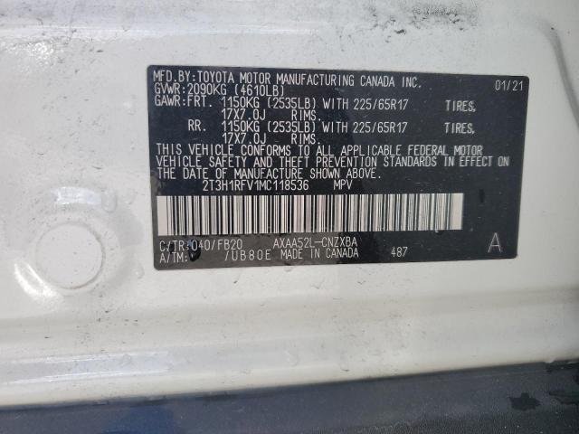 2T3H1RFV1MC118536 - 2021 TOYOTA RAV4 LE WHITE photo 13