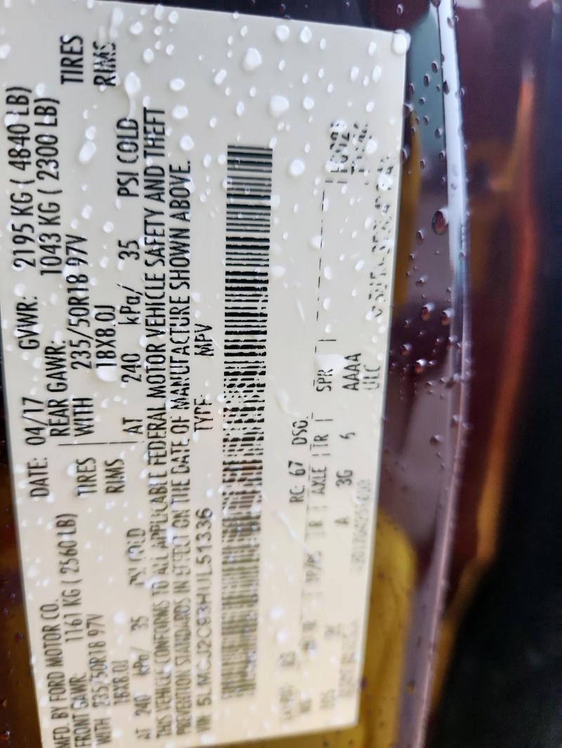 5LMCJ2C93HUL51336 - 2017 LINCOLN MKC SELECT MAROON photo 13