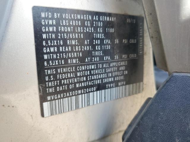 WVGAV3AX0DW620400 - 2013 VOLKSWAGEN TIGUAN S 银色 照片 12