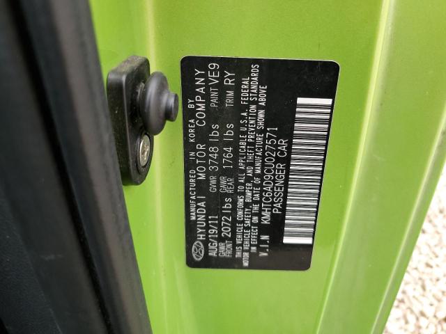 KMHTC6AD9CU027571 - 2012 HYUNDAI VELOSTER GREEN photo 12