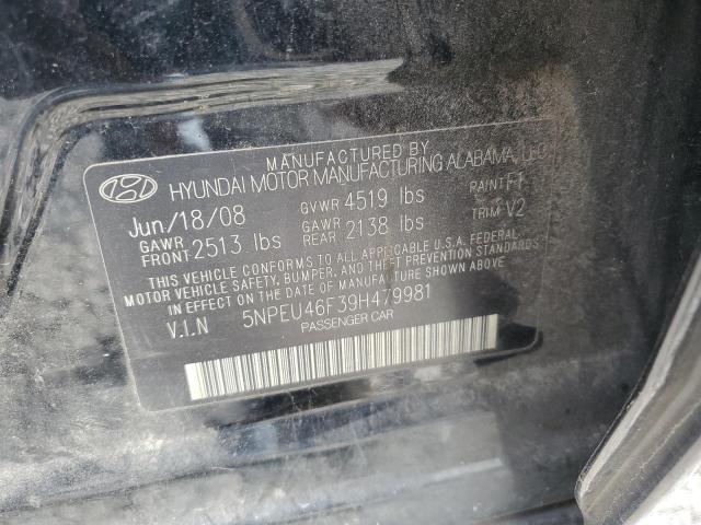 5NPEU46F39H479981 - 2009 HYUNDAI SONATA SE Қара фото 12