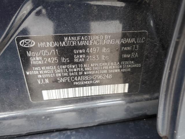 5NPEC4AB8BH296248 - 2011 HYUNDAI SONATA SE BLUE photo 12