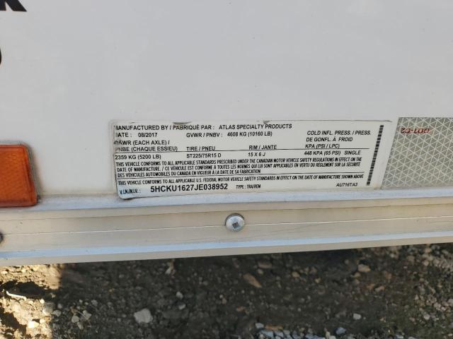 5HCKU1627JE038952 - 2018 ATLAS CARGO TRAILER TANDEM WHITE photo 10