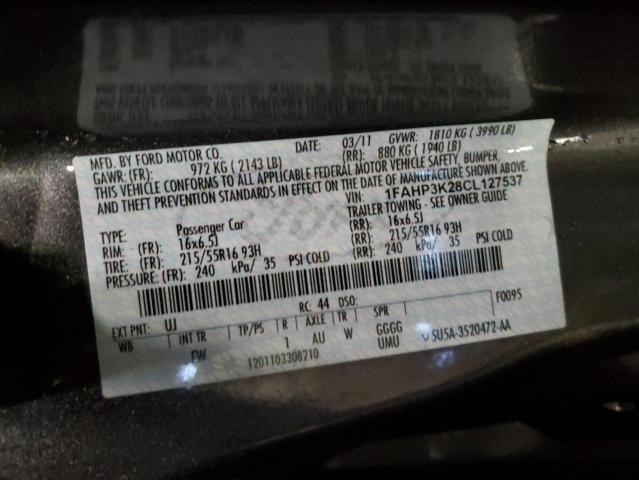 1FAHP3K28CL127537 - 2012 FORD FOCUS SE GRAY photo 12