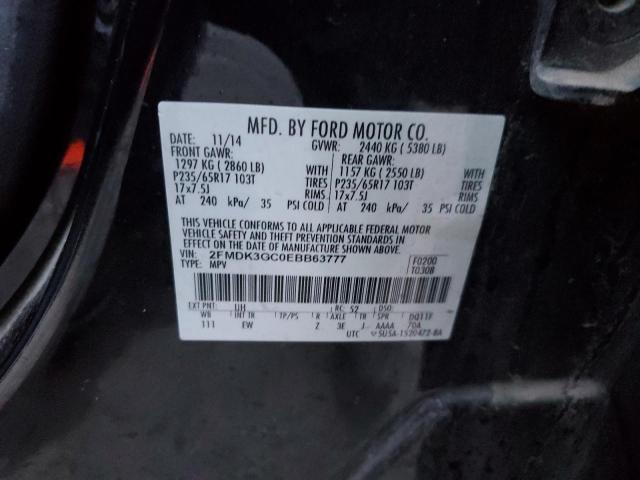 2FMDK3GC0EBB63777 - 2014 FORD EDGE SE BLACK photo 12