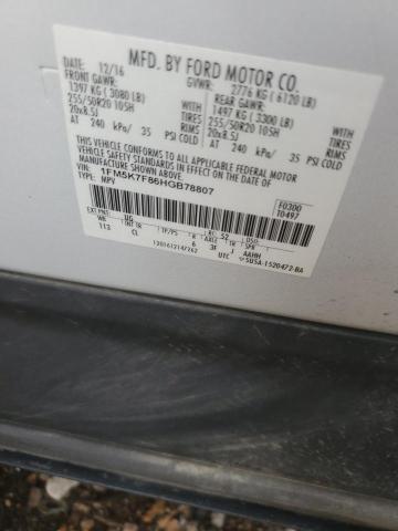 1FM5K7F86HGB78807 - 2017 FORD EXPLORER LIMITED თეთრი ფოტო 13