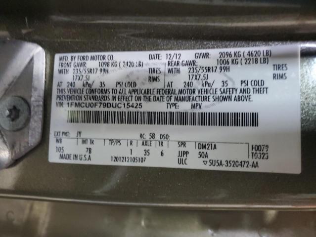 1FMCU0F79DUC15425 - 2013 FORD ESCAPE S GREEN photo 13