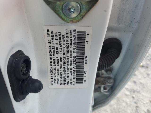 19XFC2F51JE033520 - 2018 HONDA CIVIC LX WHITE photo 13