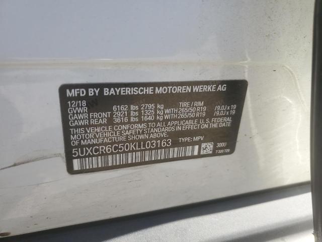 5UXCR6C50KLL03163 - 2019 BMW X5 XDRIVE40I WHITE photo 12