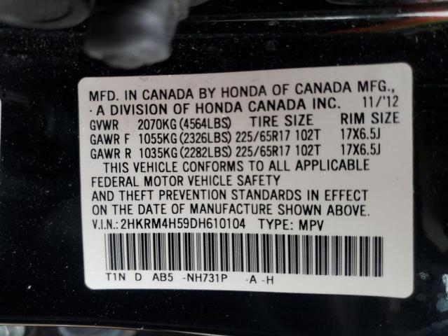 2HKRM4H59DH610104 - 2013 HONDA CR-V EX BLACK photo 13