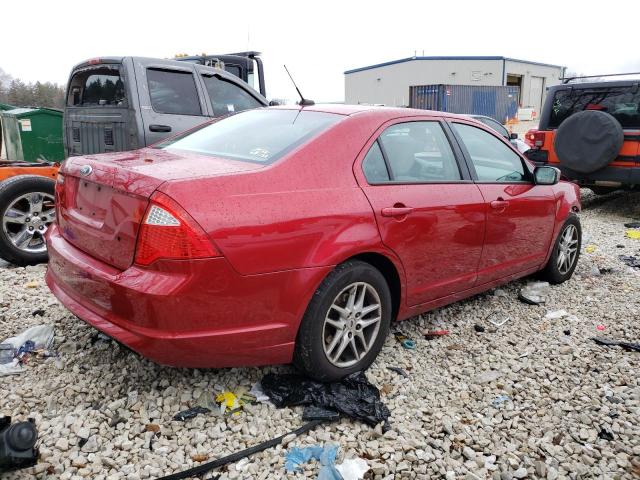 3FAHP0GA4CR320283 - 2012 FORD FUSION S RED photo 3