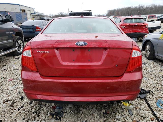 3FAHP0GA4CR320283 - 2012 FORD FUSION S RED photo 6