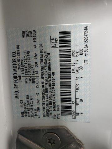 NM0LS7S22P1549148 - 2023 FORD TRANSIT CONNECT XL WHITE photo 13