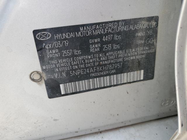 5NPE24AF8KH787957 - 2019 HYUNDAI SONATA SE Күміс фото 12