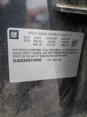 2G4GS5EK6C9189842 - 2012 BUICK REGAL PREMIUM BLACK photo 12