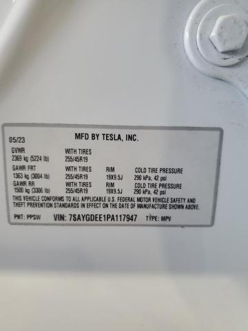 7SAYGDEE1PA117947 - 2023 TESLA MODEL Y 白色 照片 13