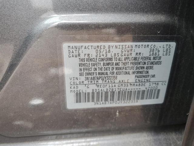 3N1AB7AP0JY322358 - 2018 NISSAN SENTRA S GRAY photo 12