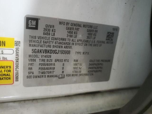 5GAKVBKD0GJ193908 - 2016 BUICK ENCLAVE WHITE photo 14