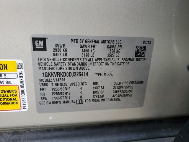 1GKKVRKD0DJ226414 - 2013 GMC ACADIA SLT-1 BEIGE photo 13