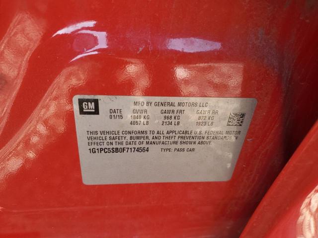 1G1PC5SB0F7174564 - 2015 CHEVROLET CRUZE LT RED photo 12