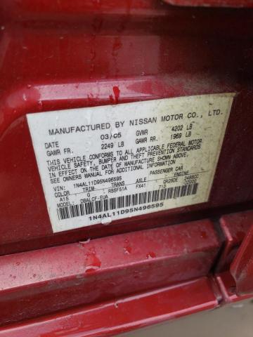 1N4AL11D95N496595 - 2005 NISSAN ALTIMA S RED photo 12